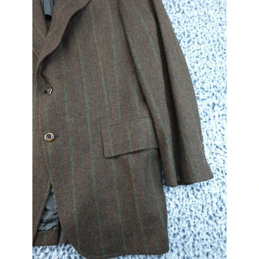 Hart‎ Schaffner Marx Vintage Wool Brown Herringbone Striped Blazer Mens 40R